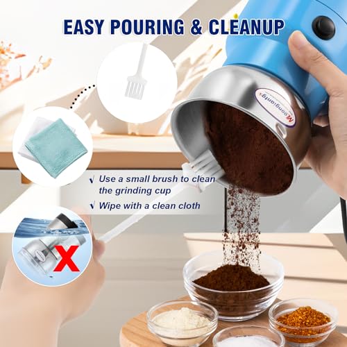 Moongiantgo Mini Coffee Grinder Electric 200W 10s Fast Grinding - color: Blue