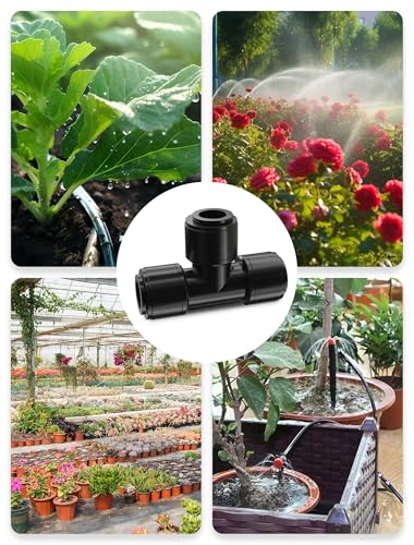 EVOULTES 16 Pack 1/4" Drip Irrigation Tee Fittings, Quick Connect - size: 16PCS Tee Connectors