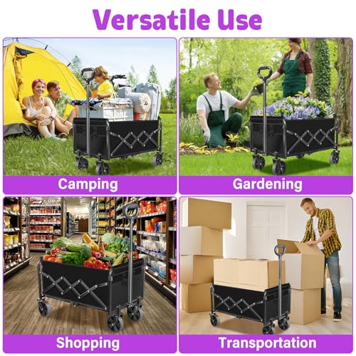 Wagons Cart Foldable, 280 lbs Collapsible Wagon with Wheels for Camping - size: 280LBS