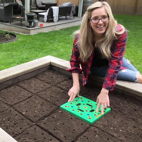 Seed Spacer Tool Bundle with Row Seeder for Pots, Trays and Raised Beds Kit | Color-Coded Layout | Even Placement | Quick Soil Imprints | Reusable Design | Beginner Friendly