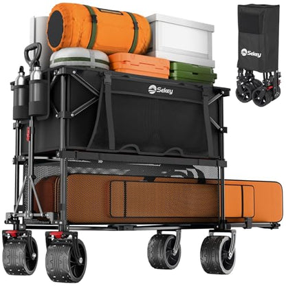 Sekey 400L Double-Decker Wagon, 500 lb Capacity, 50 in Extender - color: Carbon Black