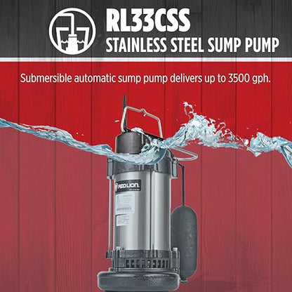 Red Lion RL33CSS, 115V, 1/3 HP, 3500 GPH Automatic Sump Pump, 10' Cord - style: 1/3 HP, 3500 GPH