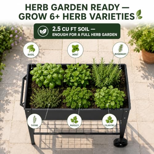 LEETOLLA Elevate 32" Raised Garden Bed with Wheels - color: Black