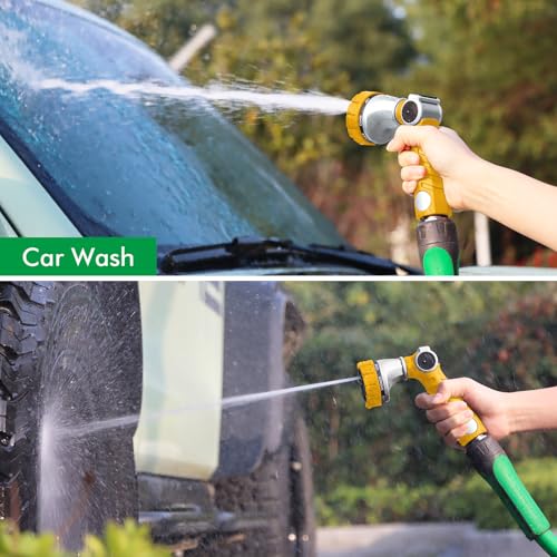 RESTMO Heavy Duty Hose Nozzle, Metal Garden Water Hose Sprayer - color: Yellow