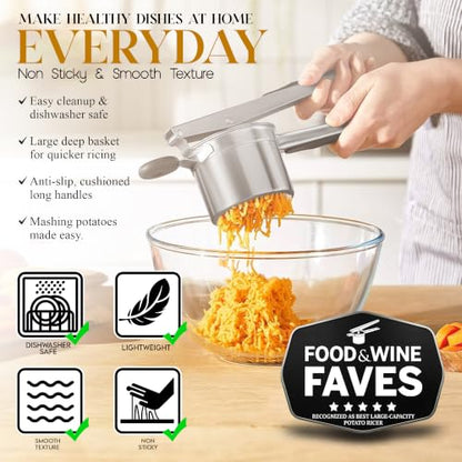 Bellemain Stainless Steel Potato Ricer Mashed Potato Masher - Black - color: Black