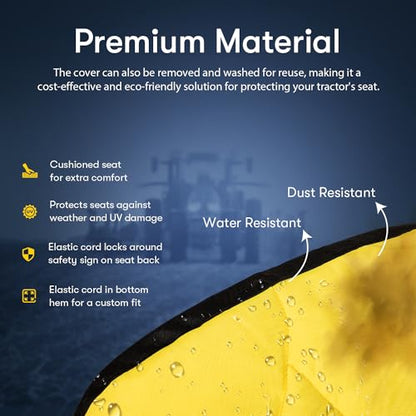 LP95233 Waterproof Seat Cover Cushioned with Oxford 300D Fabric Compatible with John Deere Compact Utility Tractor Seat Cover Back Up to 18" High Compatible with 3E/3RSeries, 4M Series,1023E Tractor