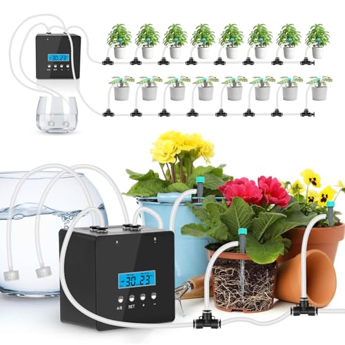 Automatic Watering System for Potted Plants | Indoor Plant Waterer with Programmable Timer, Dual Self-Priming Pumps, Drip Irrigation Kit for Up to 20 Plants