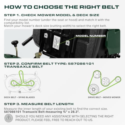 UDC Parts 587086101 Transaxle Variation Belt Replacement for Craftsman - size: 28.3"L x 0.75"W