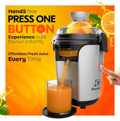 Eurolux Hands-Free Electric Citrus Juicer Machine, Orange Lime Grapefruit Lemon Squeezer, Easy to Clean. - color: Silver