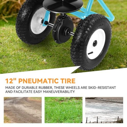 Auto Dynasty 80Lbs Walk-Behind Broadcast Spreader for Ice Melt/Seed, Blue - color: Blue