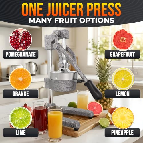 Cast Iron Juicer Hand Press in Silver with 304 Stainless Steel Bowl - color: Grey