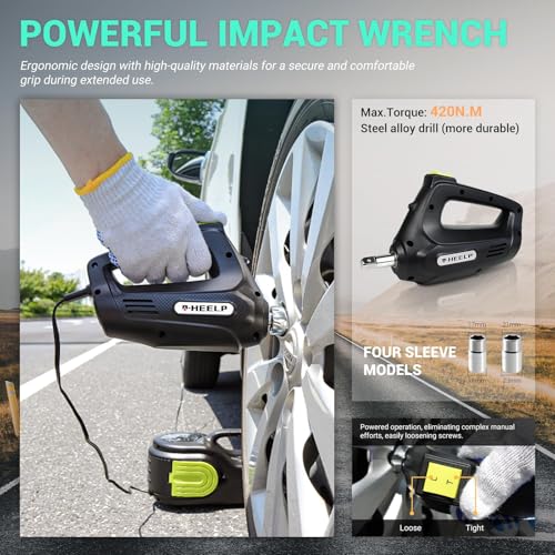 E-HEELP Electric Car Jack Kit 5 Ton 12V with Pump, LCD and Impact Wrench