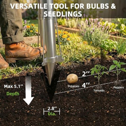 Long Handled Bulb Planter Tools and Vegetable Seedling Tool Manual Plant Transplanter Bulb Planter