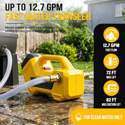 Water Transfer Pump for DeWalt 20V Max Batteries, Brushless Utility Pump
