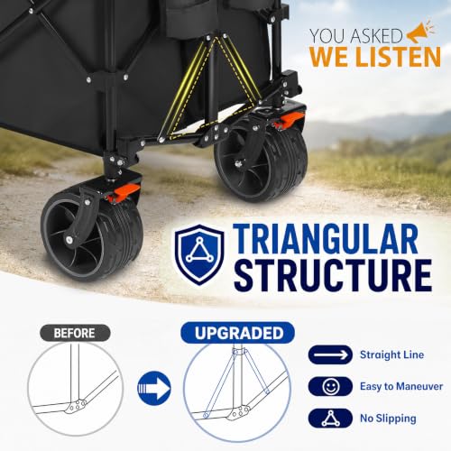 Sekey 300L Extended Collapsible Wagon, 660 lb Capacity, 48 in Long - color: Black