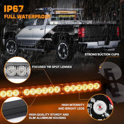 XRIDONSEN 35 inch Traffic Advisor Light Bar 48 LED Amber Strobe Lights - color: Amber