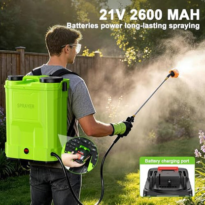 Battery Powered Backpack Sprayer 5.3 Gallon Electric Garden Sprayer - color: Light Green