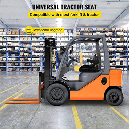 Bestauto Universal Fold Down Forklift Seat with Retractable Safety Belt, Armrest,Adjustable Seat for Excavator, Forklift, Tractor, Skid Loader, Backhoe Dozer Telehandler