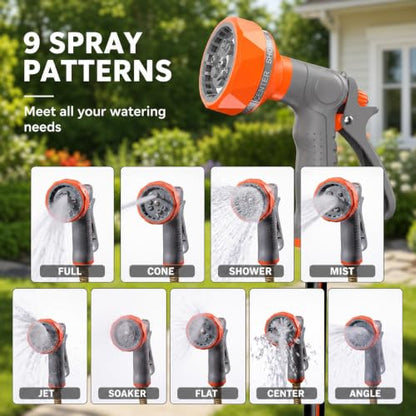 Retractable Garden Hose Reel,Heavy Duty Water Hose Reel,Wall Mounted with 9-Pattern Spray Nozzle,Any Length Lock,Slow Retract System,180° Swivel for Yard,Lawn,Patio & Car Wash (Grey, 1/2" x 78 FT) - color: Grey, size: 1/2" x 78 FT