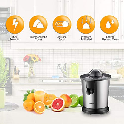 Homeleader Electric Citrus Juicer, Lemon Squeezer with Stainless Steel, Orange Squeezer