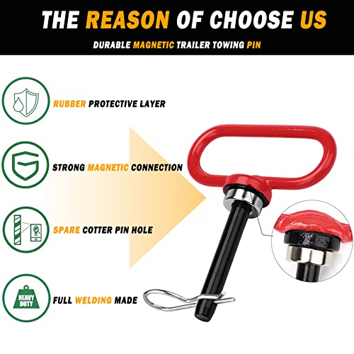 Universal Heavy Duty Zero Turn Mower Trailer Hitch with Magnetic Hitch Pin - color: Red+Black