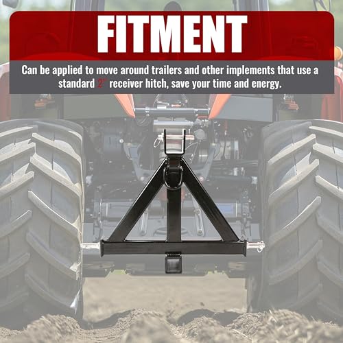HECASA 3 Point Trailer Hitch 2" Receiver Compatible with Kubota John Deere BX LM25H NorTrac Yanmar Kioti Cat Category 1 Tractors Heavy Duty Tow Hitch