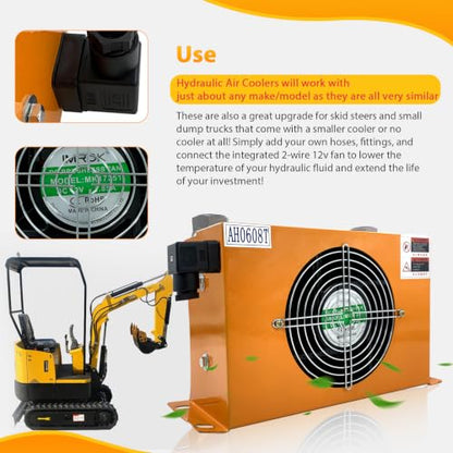 Hydraulic Air Cooler AH0608T-CA DC 12V 48W 60L/min For 1-2 Ton Excavator