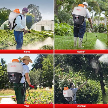 Toovem 4 Gallon Battery Powered Backpack Sprayer with 18V Strong Battery - color: Translucent White