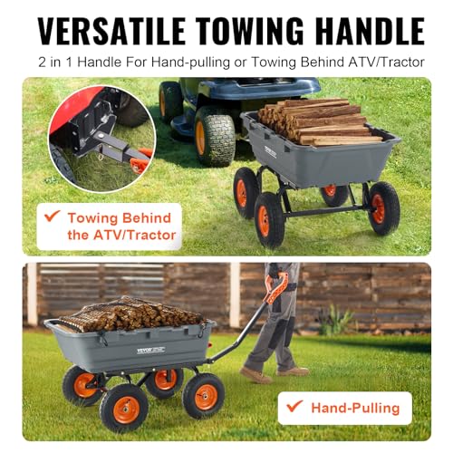VEVOR Heavy Duty 1200lbs 7 Cu.Ft Wheelbarrow Garden Dump Cart Wagon - color: Gray