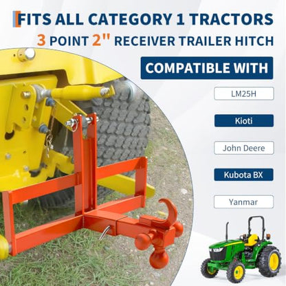 IDEALHOUSE 3-Point Quick Hitch, 10000 LB Capacity, 2 Inch Trailer Ball
