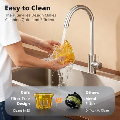 AIRMSEN Juicer Machines, 5.8" Large Feed Chute Cold Press Juicer, 300W