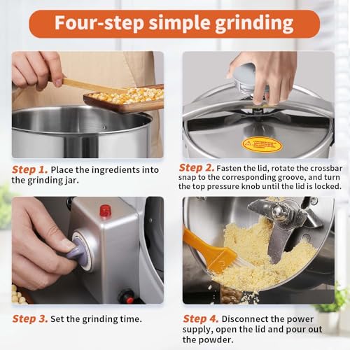 800g Electric Grain Mill 36000r/min High-speed Grain Mill 1800W Superfine Powder Grinder Dry Grinder Machine 270° swingable Dry Material Grinding Machine 304 Stainless Steel herb grinder - size: 800g