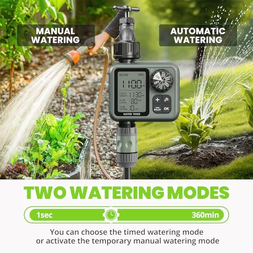 Sprinkler Timer for Garden Hose, Irrigation Water Timer with Rain Delay, Automatic Manual Watering for Lawn Yard Outdoor Drip Irrigation System