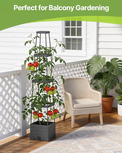 Suteck Raised Garden Bed with Trellis, Self-Watering Tomato Planter Box 1PK - size: 1 Pc