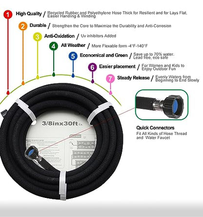 Short Soaker Hose 15ft 5/8" Round Rubber Garden Soaker Hoses - size: 15FT by 5/8"