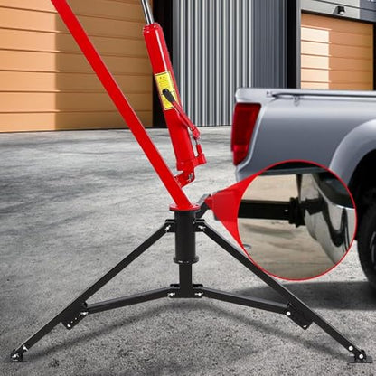GarveeLife 1000 LBS Hydraulic Pickup Truck Crane, 360° Swivel Hitch Mounted Hoist with 3 Adjustable Booms, Truck Bed Crane for Lifting Engine, Deer, or Construction Goods-Red - color: Red