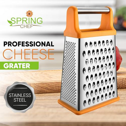 Spring Chef Stainless Steel XL Cheese Grater for Kitchen, Mango - color: Mango