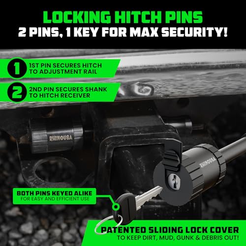 Rhino USA Adjustable Trailer Hitch (2in Receiver) - 10in Drop/Rise - color: Black, size: 2"x10"