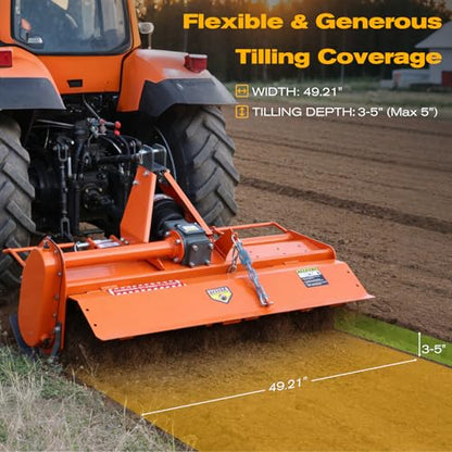 3 Point Rotary Tiller Attachment, Fits Cat 1 Tractors - size: 49 Inch