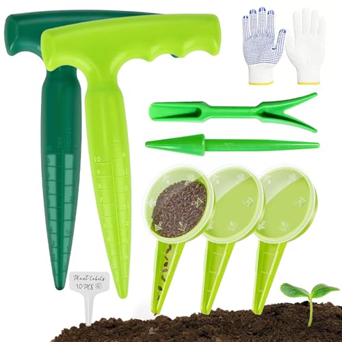 Seed Planter Tool 17-Piece Garden Dibber Set with Seed Dispenser