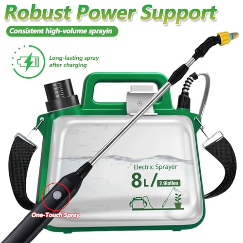 2 Gallon Battery Powered Garden Sprayer,2025 Upgraded Electric Garden Sprayer with 3 Mist Nozzles,Adjustable Shoulder Strap & Retractable Wand,Electric Spray Bottle,Battery for Lawn,Yard - style: Original Version