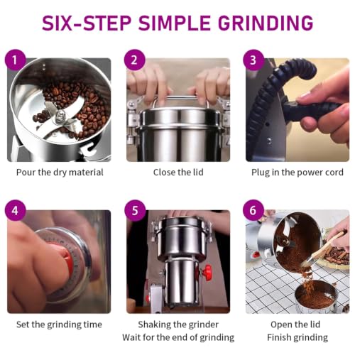 2000g Grain Mill, 304 Stainless Steel Spice Grinder, 3600W High-speed Commercial Flour Mill, Superfine Flour Mill Grinder for Home, Grain Mill for Flour - size: 2000g