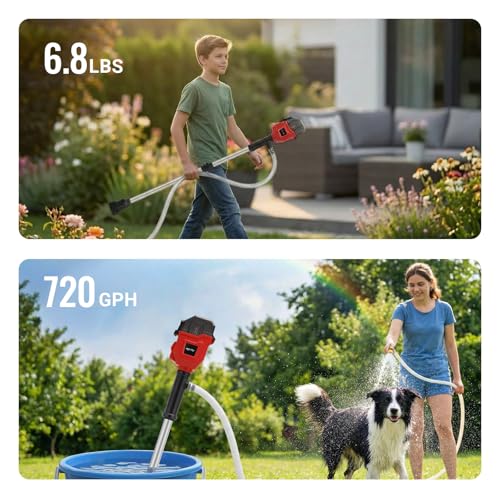 Cordless Stick Water Transfer Pump Compatible with Milwaukee 18V Battery - color: Red