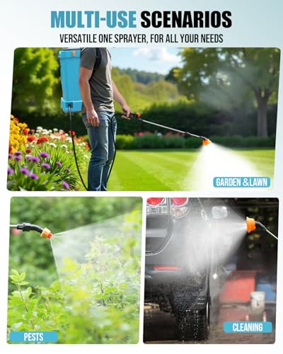 4.2 Gallon Battery Powered Backpack Sprayer, Electric Weed Sprayer for Lawn & Garden, 0-120 PSI Adjustable Pressure Sprayer for Fertilizer with Voltage Display, Battery & Charger Included