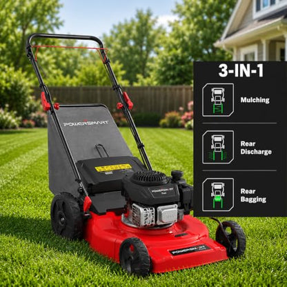 PowerSmart 21-Inch Gas Self-Propelled Lawn Mower - color: Black&Red