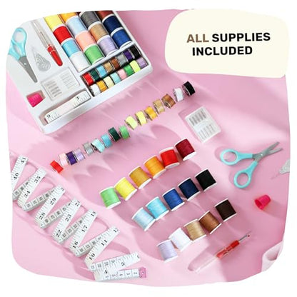 CraftBud Mini Sewing Machine for Beginners, Adults and Kids Sewing Machine - color: Blue, size: Basic Set
