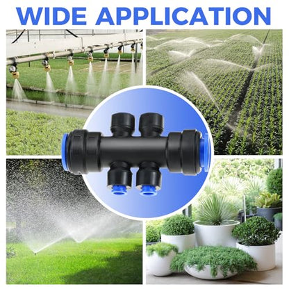 8 Pcs 1/4 Inch Drip Irrigation 6-Way Splitter Connector
