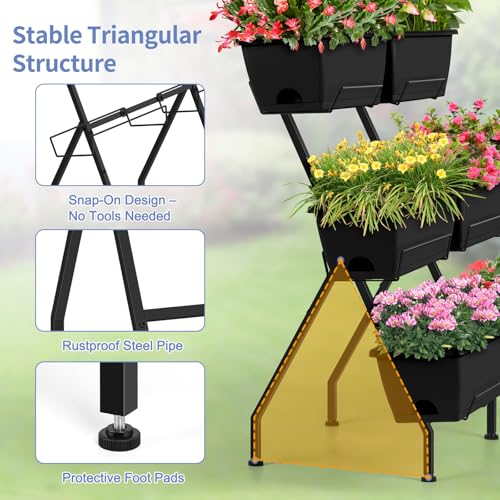 Raised Garden Beds Outdoor with Planter Boxes Vertical Raised Bed with Legs - color: Black