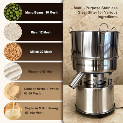 Electric Vibrating Sifter, 8-inch Powder Sifter (Machine + 40 Mesh Screen) - size: Machine + 40 Mesh Screen