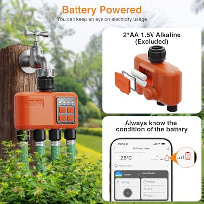 Smart WiFi Sprinkler Timer 4 Zone, Irrigation Controller for Garden Hose - style: 4 Outlet